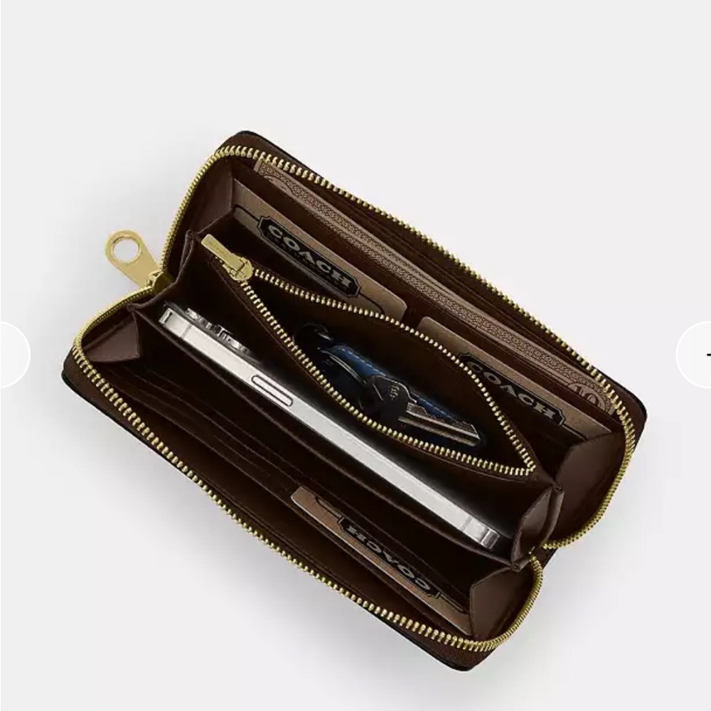 Coach Long Zip Around Wallet With Butterfly Print Black Silver - Picture 15 of 15